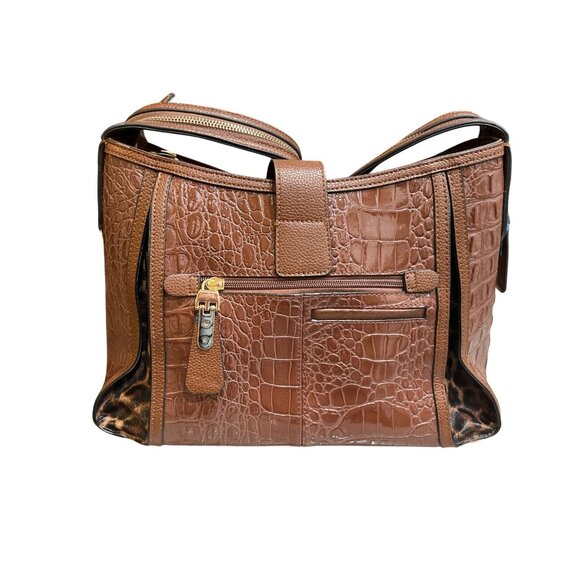 MC Marc Chantal Hobo Croco-Embossed Kayden Brown Shoulder Bag With Tassel Accent - Picture 3 of 9